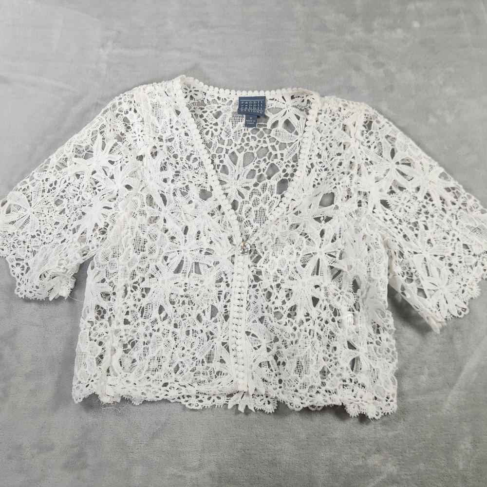 Rabbit Rabbit Rabbit Designs Jacket Size S Crotchet & Lace Shrug Jacket